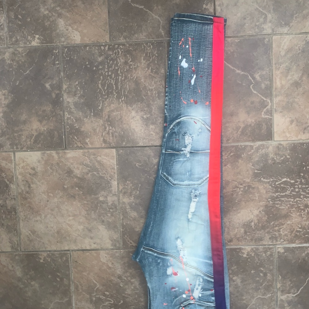Ripped stripe jeans